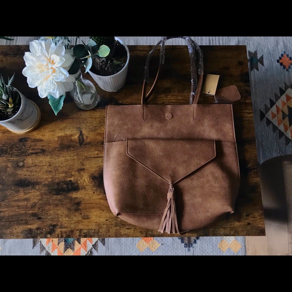 Street Level Suede/Leather Tote - Picture 7 of 7